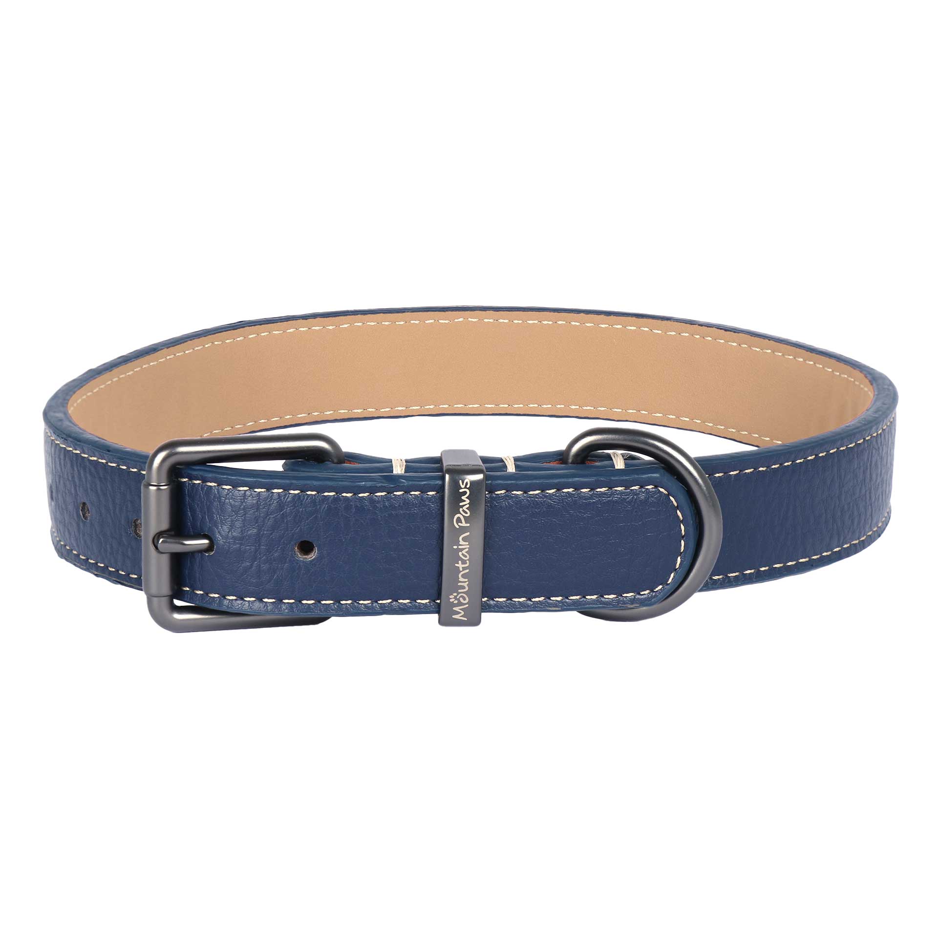 Faux Leather Dog Collar - variant[Navy]