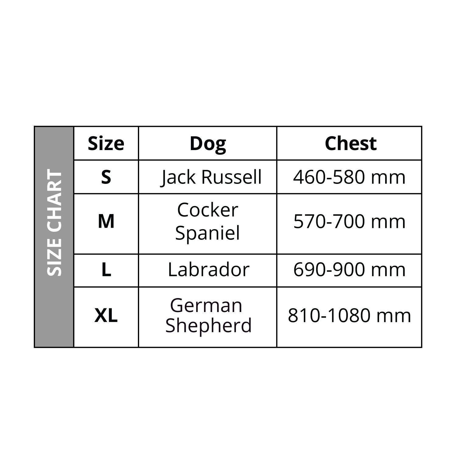3 Strap Dog Harness Sizes